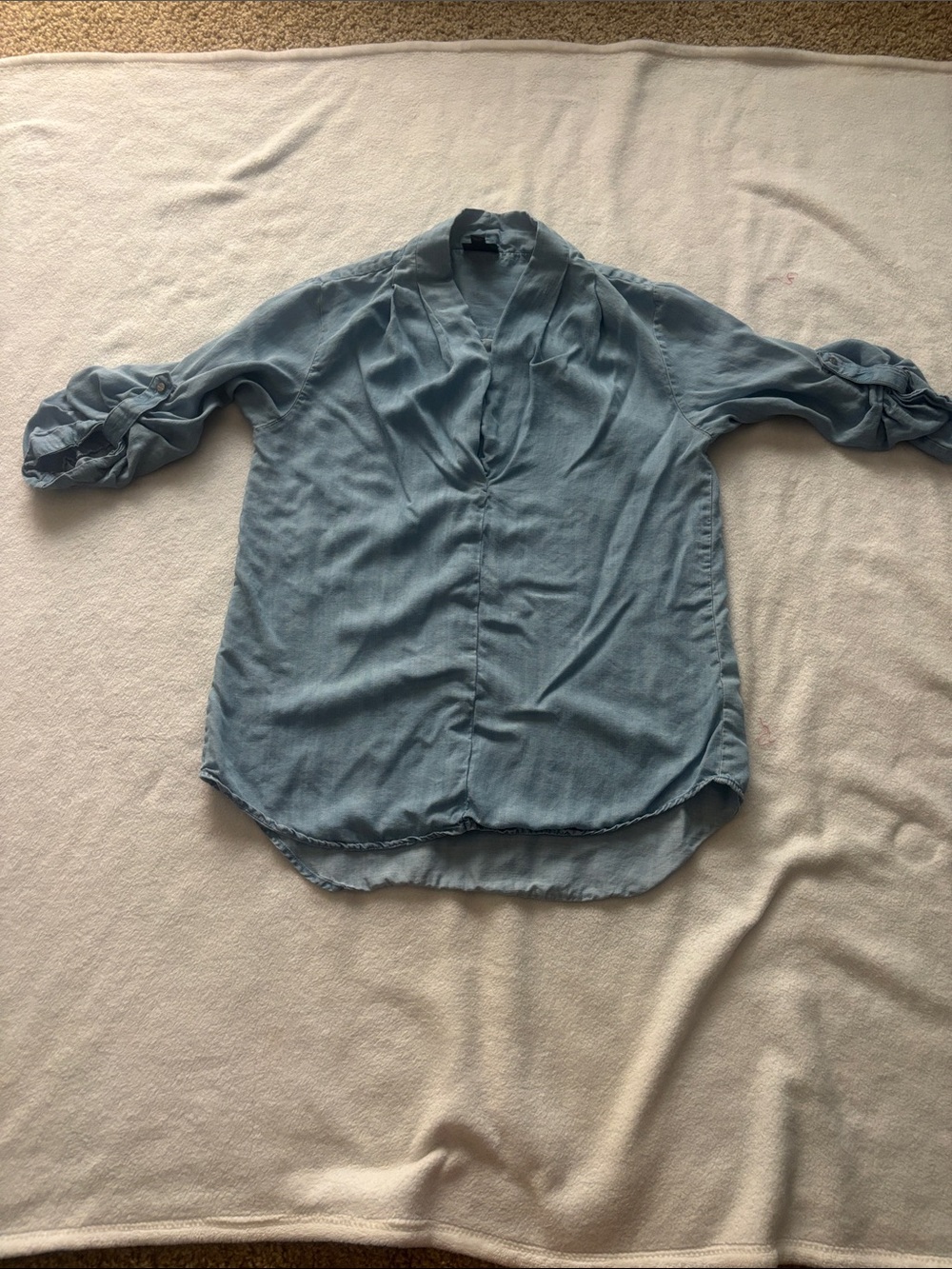 Massimo Dusty Blue V-Neck Roll-Sleeve Tunic